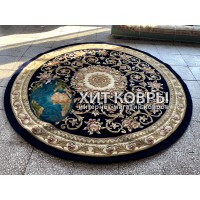 Китайский ковер 0020 Синий-бежевый круг